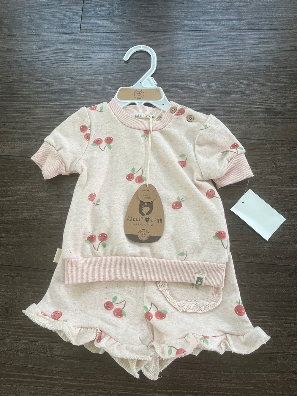 Rabbit & Bear Pink Cherry Baby Summer Sweater Set 6-9 Months